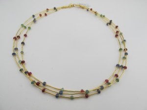 Karışık Taşlı 3 Sıra Kolye